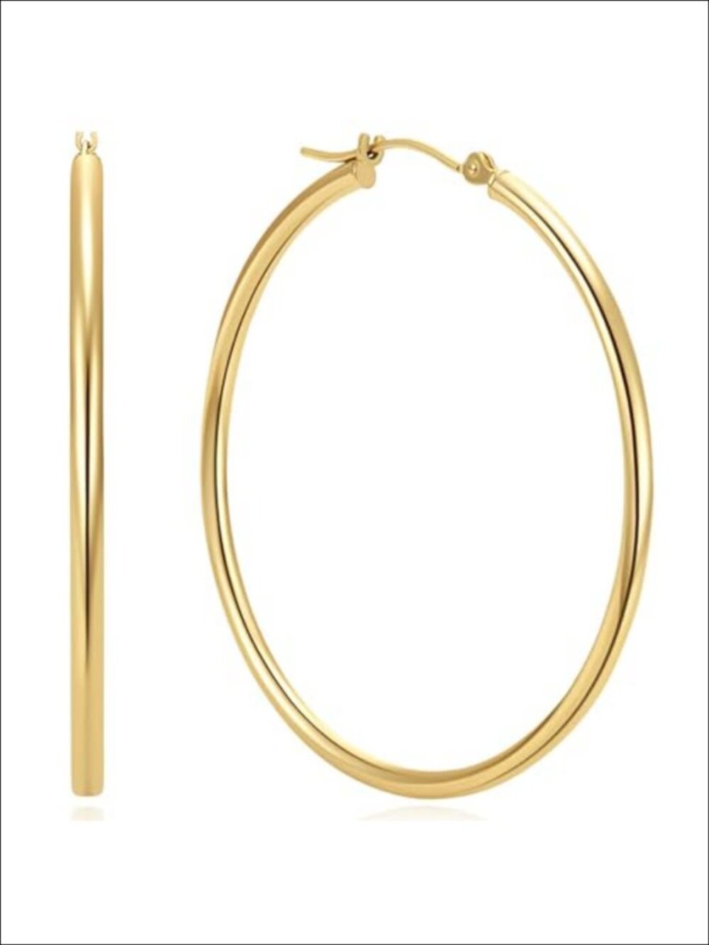 14K Gold Hoop Earrings for Women Hypoallergenic Click-Top Round Hoops